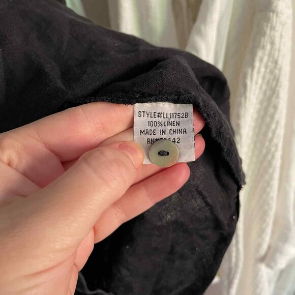 Allen Allen Black Linen button down dress XL - Picture 4 of 4